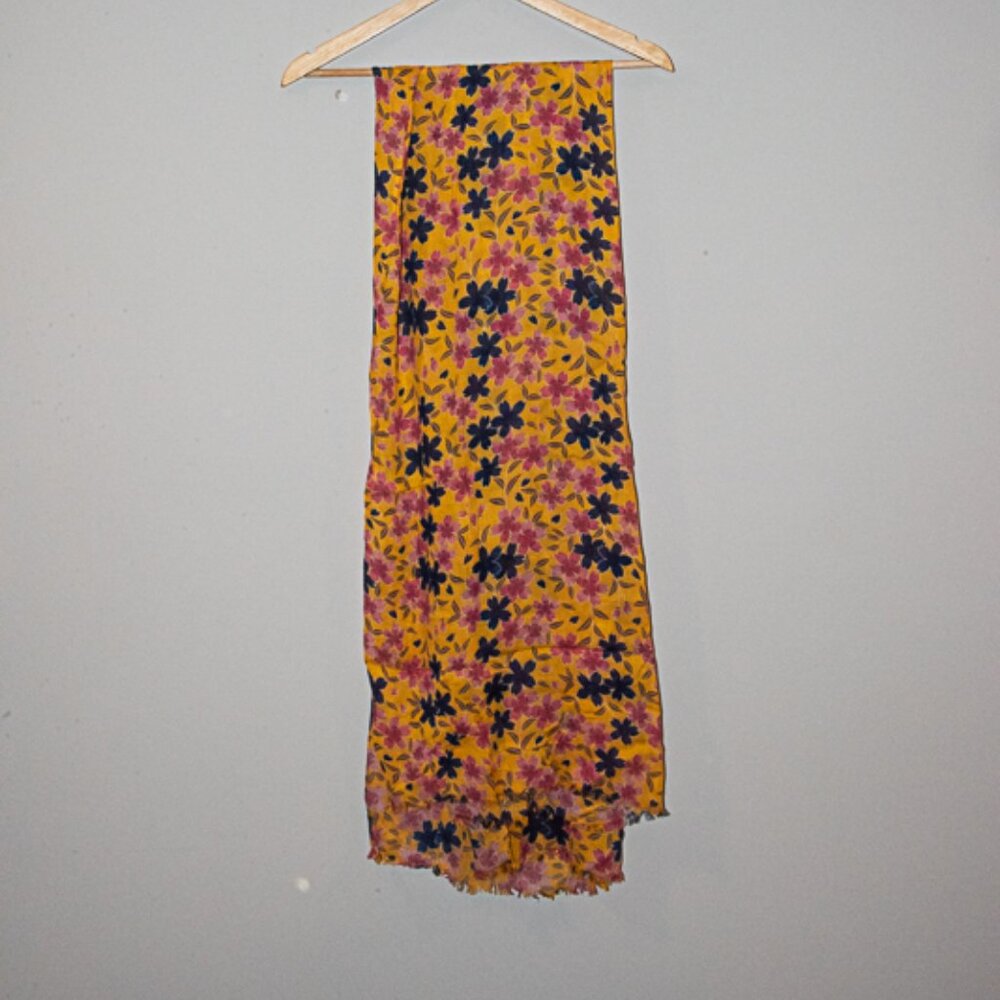 Orange Floral Print Scarf